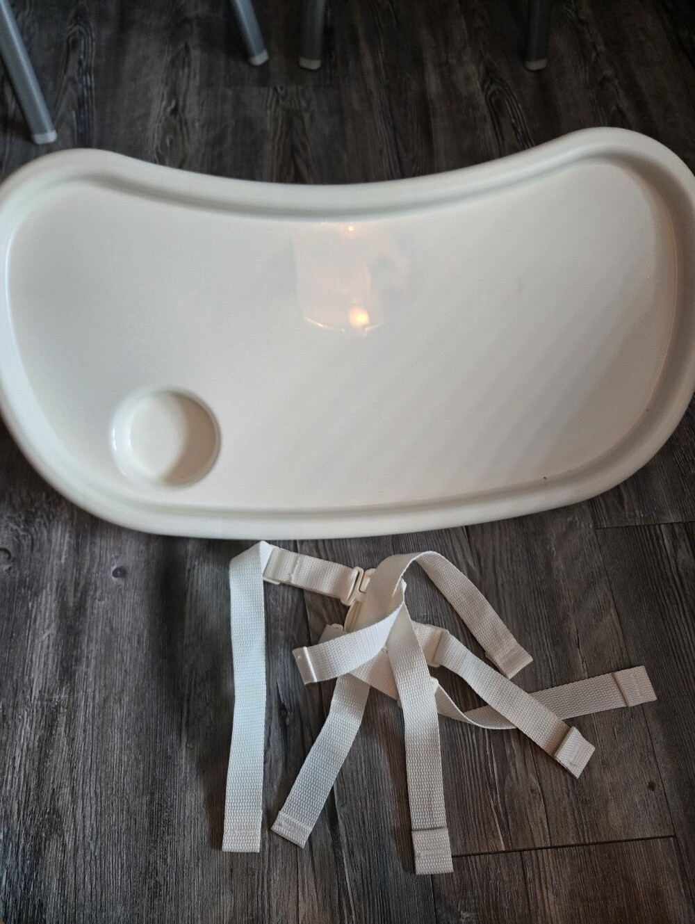 Exrta White Baby Highchair Tray & Safety Straps